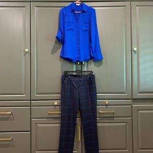Express “Columnist” slacks, sz 6 & blouse sz small